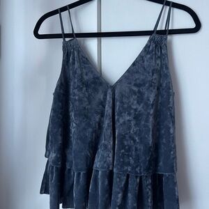 Aerie Blue Charcoal Velvet Camisole Top